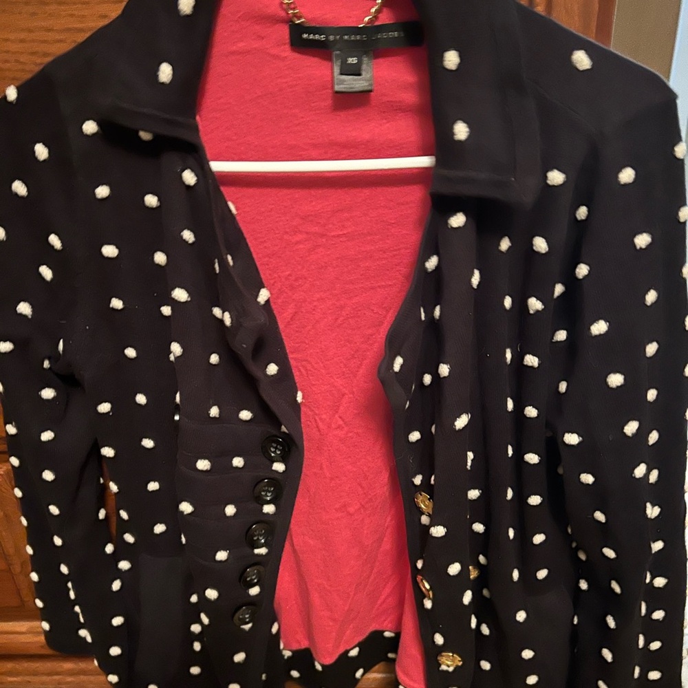 Marc By Marc Jacobs Black and White Polka Dot Blazer